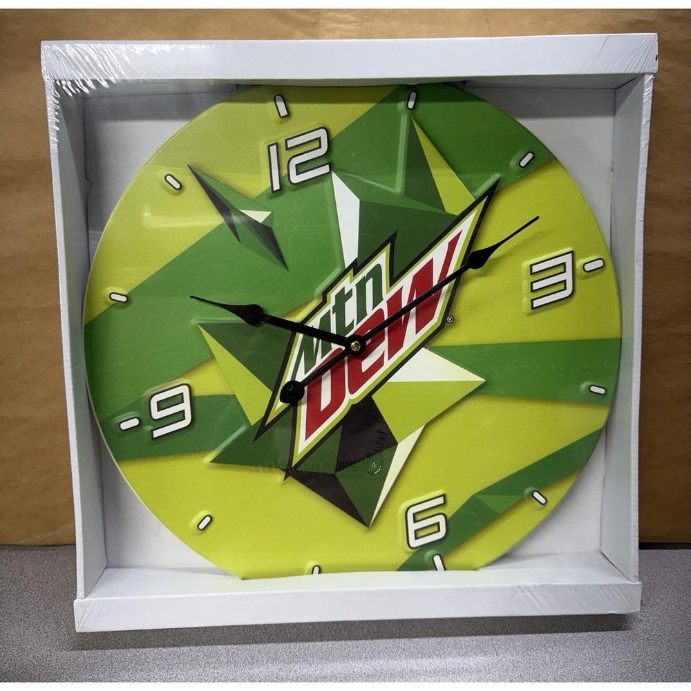New Mountain Dew 15.5" Wall Clock Tin Battery Powered